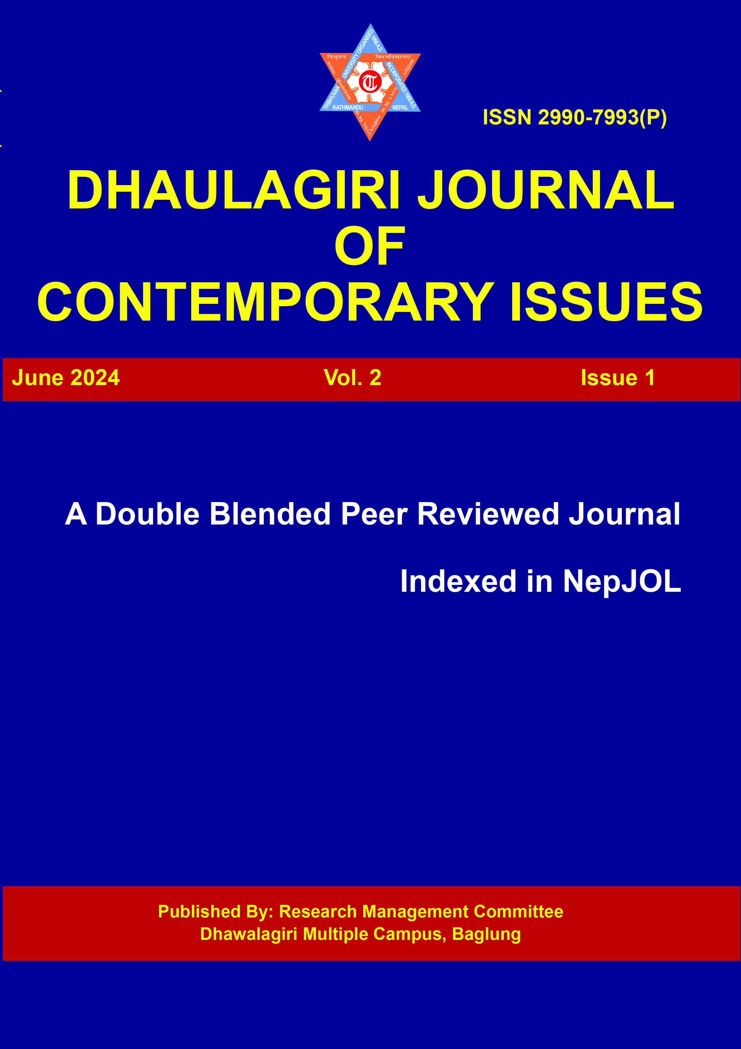 					View Vol. 2 No. 1 (2024): Dhaulagiri Journal of Contemporary Issues
				